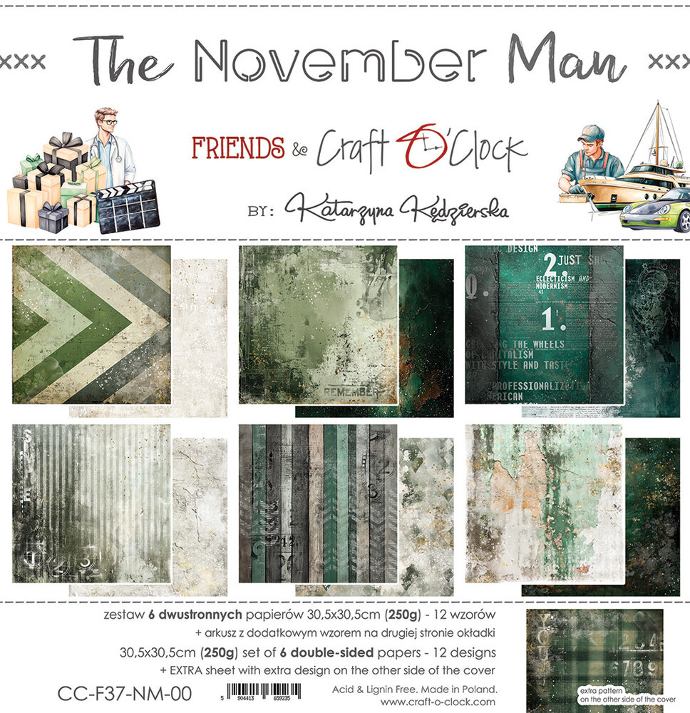 Craft O'Clock The November Man 12x12 Inch Paper Set (CC-F37-NM-00)