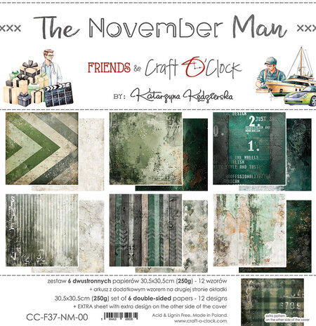 Craft O'Clock The November Man 12x12 Inch Paper Set (CC-F37-NM-00)