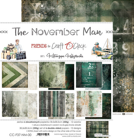 Craft O'Clock The November Man 12x12 Inch Paper Set (CC-F37-NM-00)