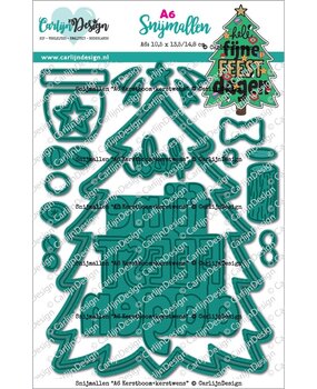 CarlijnDesign Snijmallen A6 Kerstboom + kerstwens (CDSN-0277)