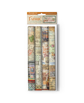Stamperia Art of Travelling 12x12 Inch Fabric Sheet (4pcs) (SBPLT40) (DISCONTINUED)