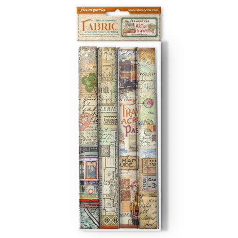 Stamperia Art of Travelling 12x12 Inch Fabric Sheet (4pcs) (SBPLT40)