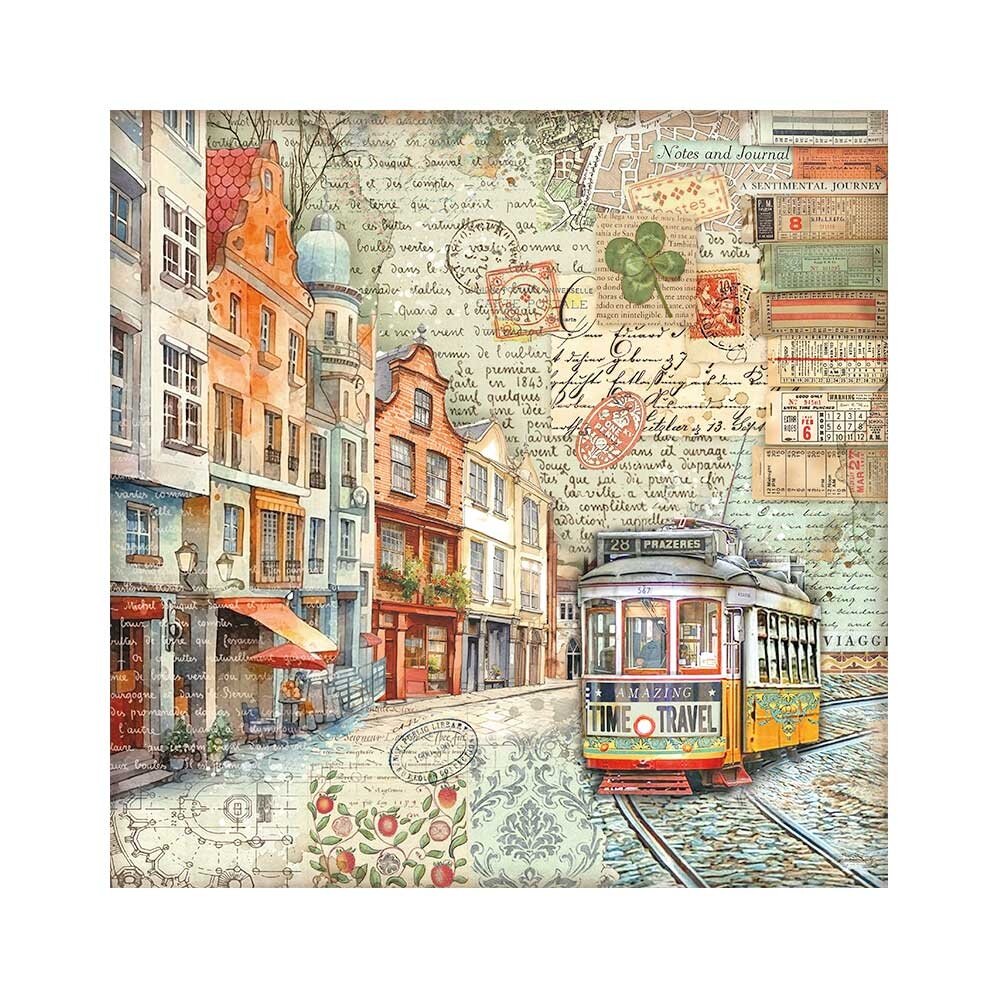 Stamperia Art of Travelling 12x12 Inch Fabric Sheet (4pcs) (SBPLT40)