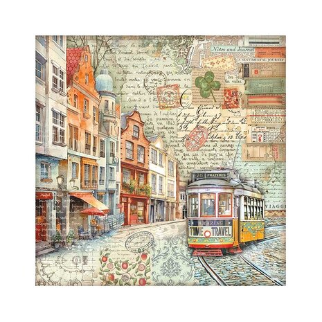 Stamperia Art of Travelling 12x12 Inch Fabric Sheet (4pcs) (SBPLT40)
