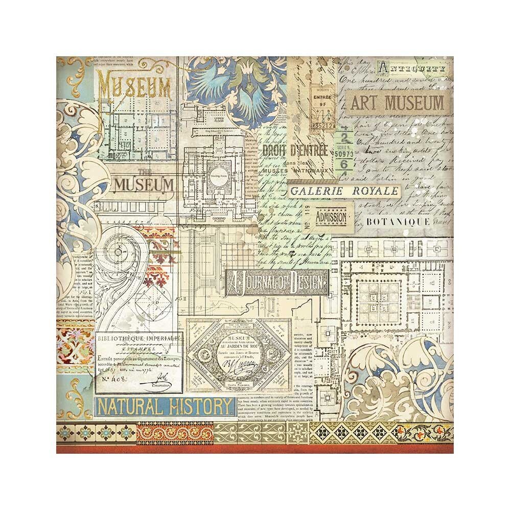 Stamperia Art of Travelling 12x12 Inch Fabric Sheet (4pcs) (SBPLT40) (DISCONTINUED)