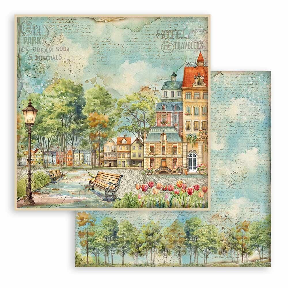 Stamperia Art of Travelling 12x12 Inch Paper Sheets Bench (10pcs) (SBB1043) (DISCONTINUED) Stamperia Art of Travelling 12x12 Inch Paper Sheets Bench (10pcs) (SBB1043) (DISCONTINUED)
