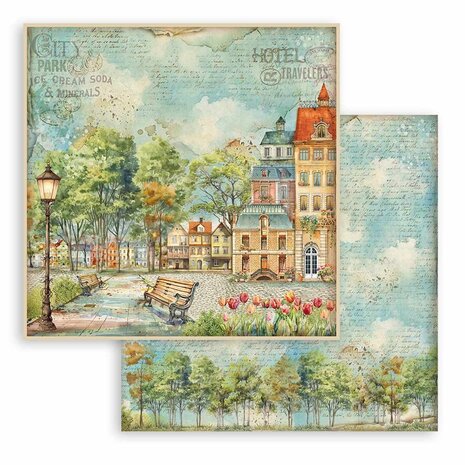 Stamperia Art of Travelling 12x12 Inch Paper Sheets Bench (10pcs) (SBB1043) (DISCONTINUED) Stamperia Art of Travelling 12x12 Inch Paper Sheets Bench (10pcs) (SBB1043) (DISCONTINUED)