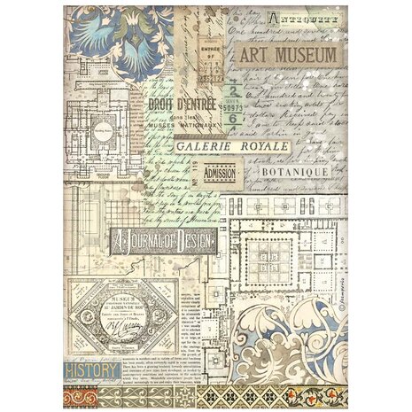 Stamperia Art of Travelling A4 Rice Paper Museum Background (6pcs) (DFSA4976) Stamperia Art of Travelling A4 Rice Paper Museum Background (6pcs) (DFSA4976)