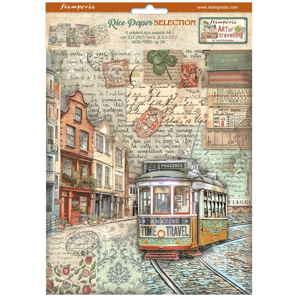 Stamperia Art of Travelling A4 Rice Paper Selection (6pcs) (DFSA4XTV) (DISCONTINUED)