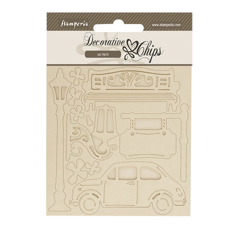 Stamperia Art of Travelling Decorative Chips Car (SCB250) (DISCONTINUED)