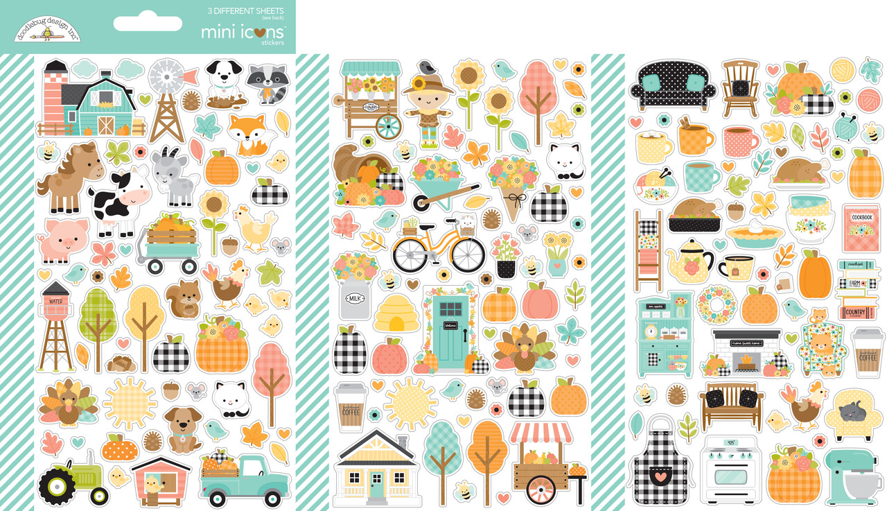 Doodlebug Design Farmhouse Mini Icons Stickers (8629)