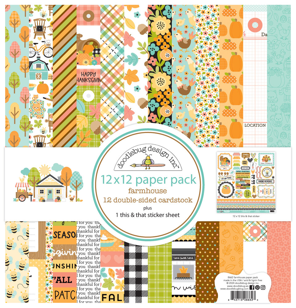 Doodlebug Design Farmhouse 12x12 Inch Paper Pack (8662)