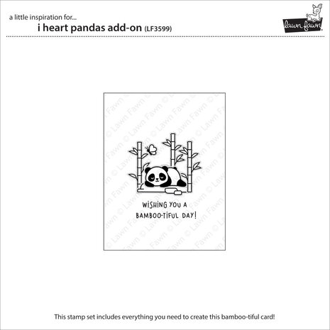 Lawn Fawn I Heart Pandas Add-On Clear Stamps (LF3599)