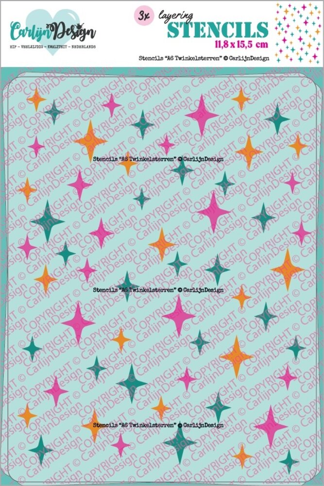 CarlijnDesign Stencils A6 Twinkle Stars (3pcs) (CDSC-0039) CarlijnDesign Stencils A6 Twinkle Stars (3pcs) (CDSC-0039)