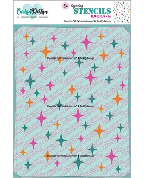 CarlijnDesign Stencils A6 Twinkle Stars (3pcs) (CDSC-0039)