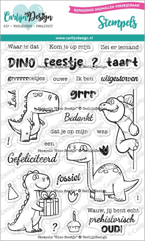 CarlijnDesign Stempels Dino Feestje (CDST-0134) CarlijnDesign Stempels Dino Feestje (CDST-0134)