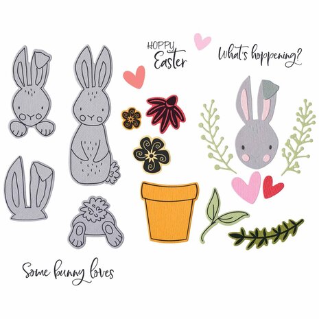 Sizzix Thinlits Die by Catherine Pooler Bunny Bits & Blooms #2 (15pcs) (666795)