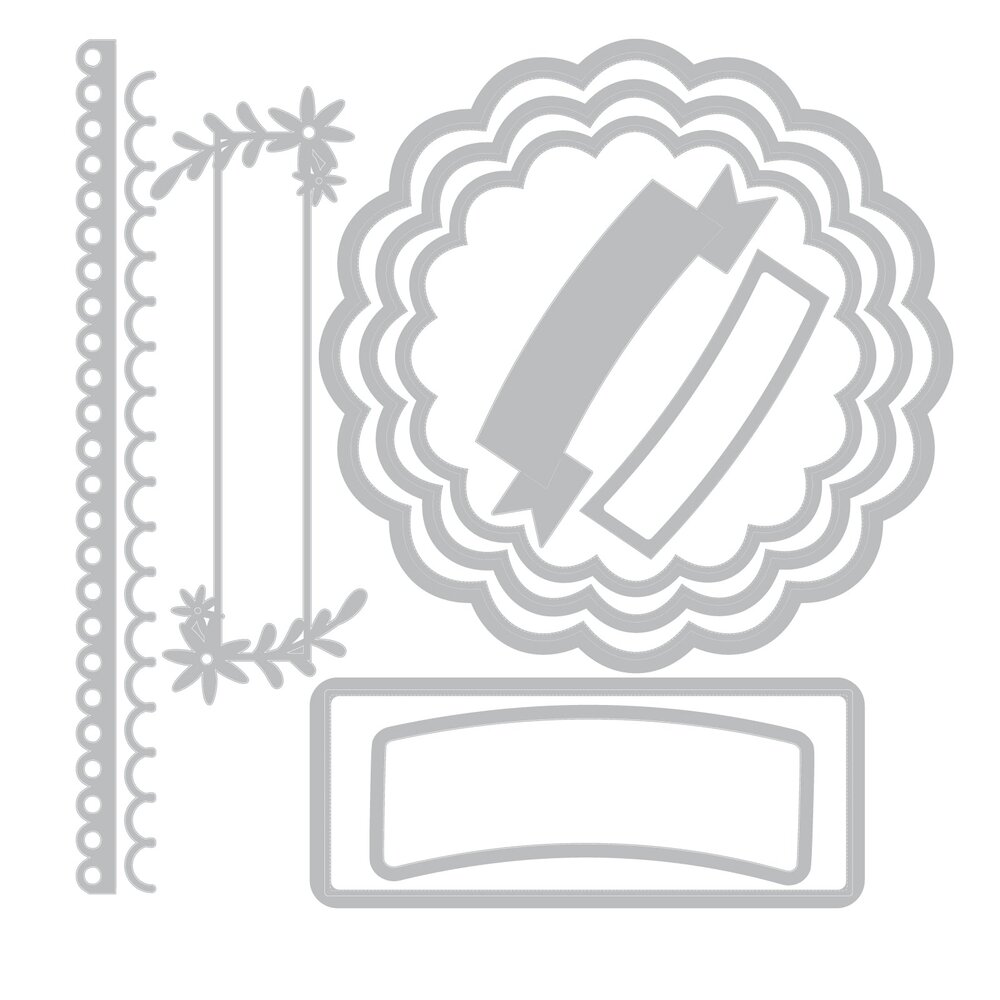 Sizzix Thinlits Die by Catherine Pooler Scalloped Circles, Borders & Banners (10pcs) (666801)