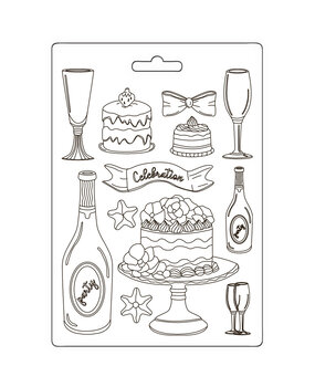 Stamperia Masquerade Soft Mould A5 Flut And Cakes (K3PTA5667)