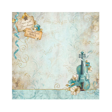 Stamperia Masquerade 12x12 Inch Fabric Sheet (4pcs) (SBPLT41) (DISCONTINUED)