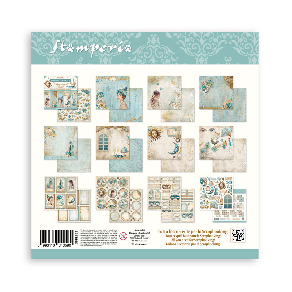 Stamperia Masquerade 12x12 Inch Paper Pack (SBBL165)