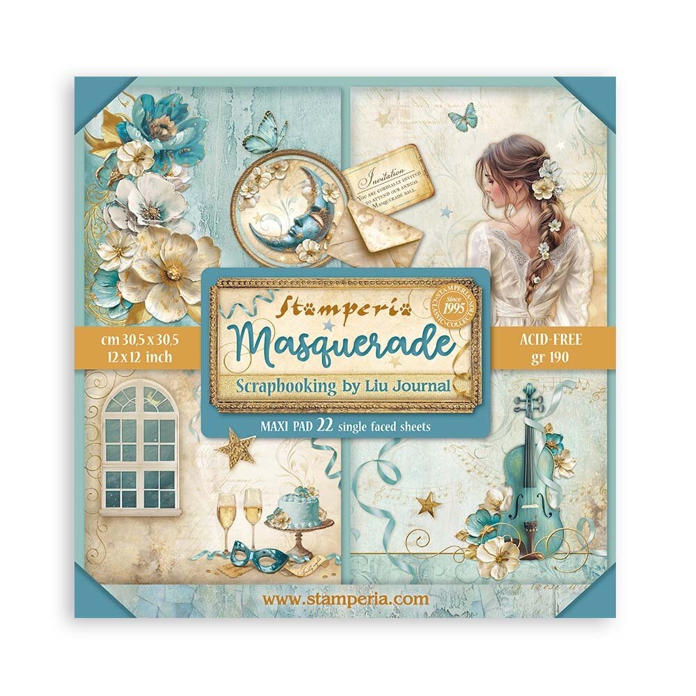 Stamperia Masquerade 12x12 Inch Paper Pack Maxi (Single Face) (SBBXLB20) Stamperia Masquerade 12x12 Inch Paper Pack Maxi (Single Face) (SBBXLB20)