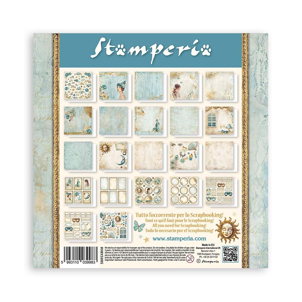 Stamperia Masquerade 8x8 Inch Paper Pack Maxi (Single Face) (SBBSXB08) Stamperia Masquerade 8x8 Inch Paper Pack Maxi (Single Face) (SBBSXB08)
