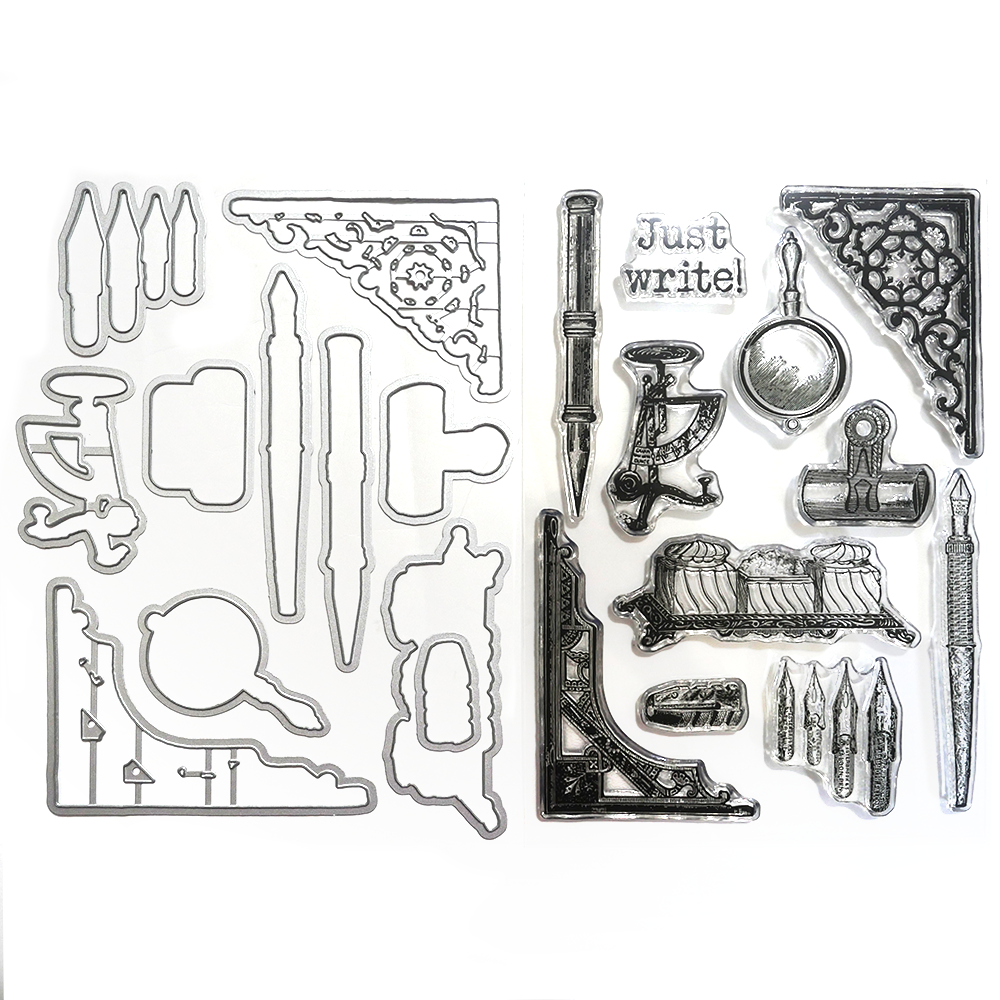 Elizabeth Craft Designs Hinged To The Past Stamp and Die Set Just Write (CSD388)