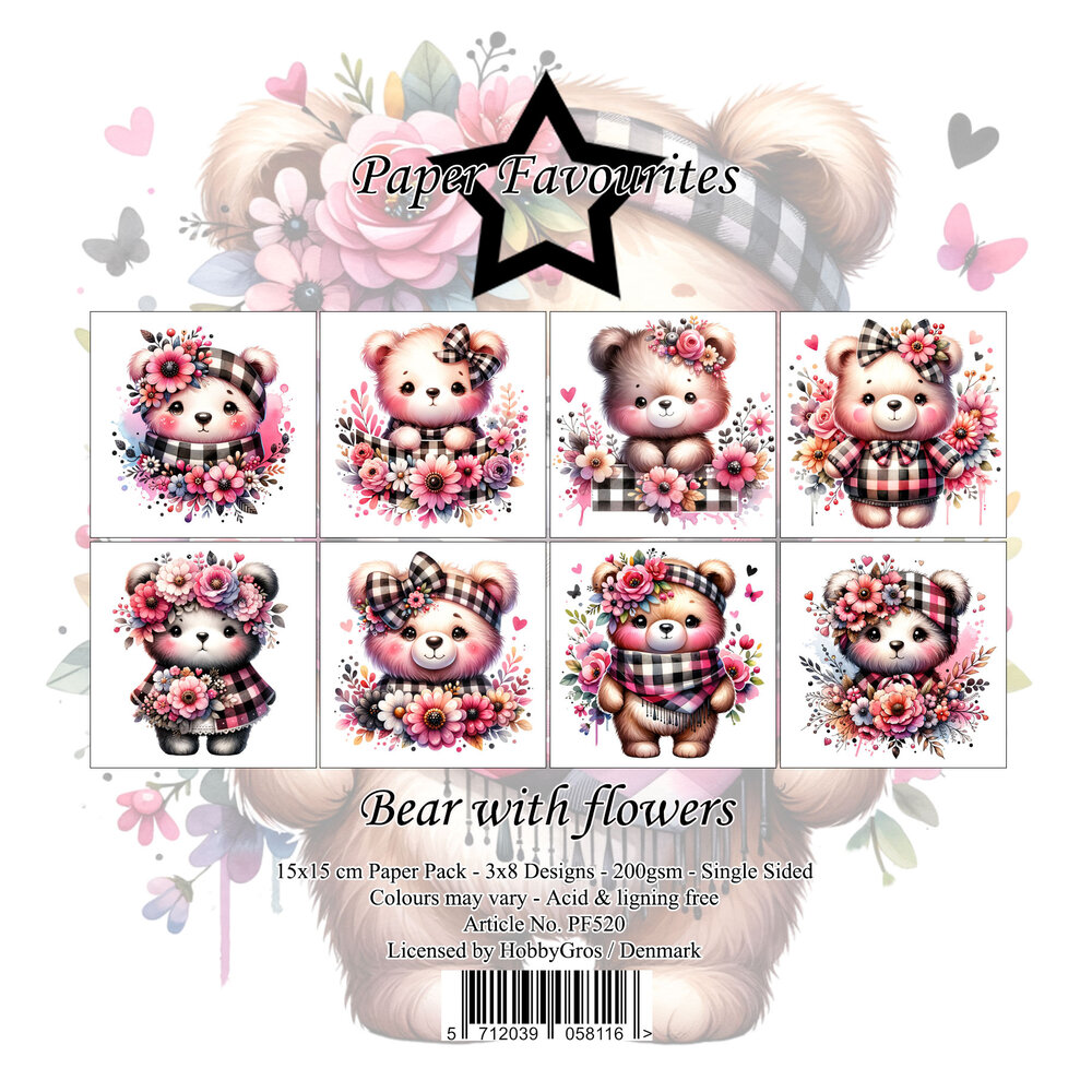 Paper Favourites Bear With Flowers 6x6 Inch Paper Pack (PF520) Paper Favourites Bear With Flowers 6x6 Inch Paper Pack (PF520)
