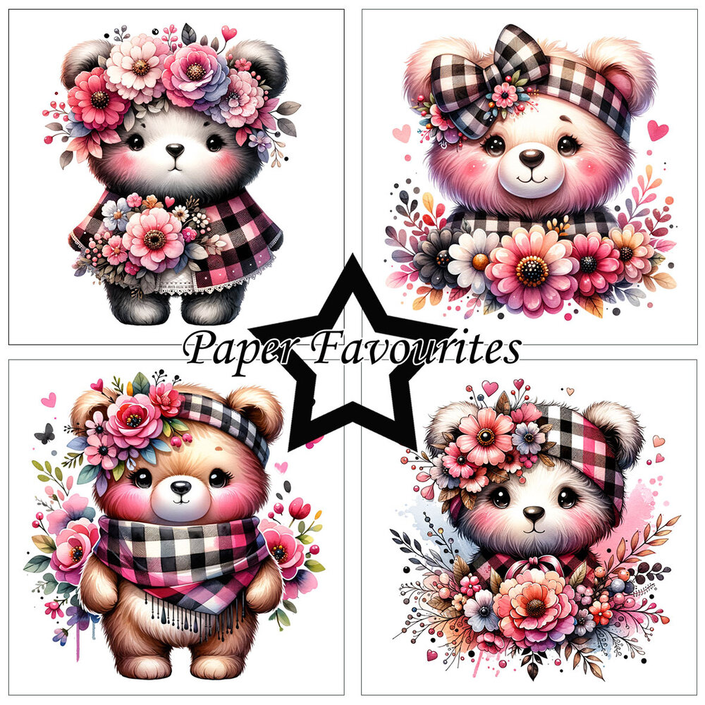 Paper Favourites Bear With Flowers 6x6 Inch Paper Pack (PF520) Paper Favourites Bear With Flowers 6x6 Inch Paper Pack (PF520)
