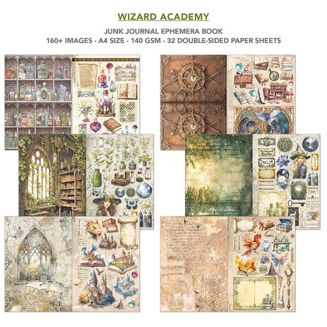 Ciao Bella Wizard Academy A4 Junk Journal Ephemera Book (32pcs) (CBB004) Ciao Bella Wizard Academy A4 Junk Journal Ephemera Book (32pcs) (CBB004)