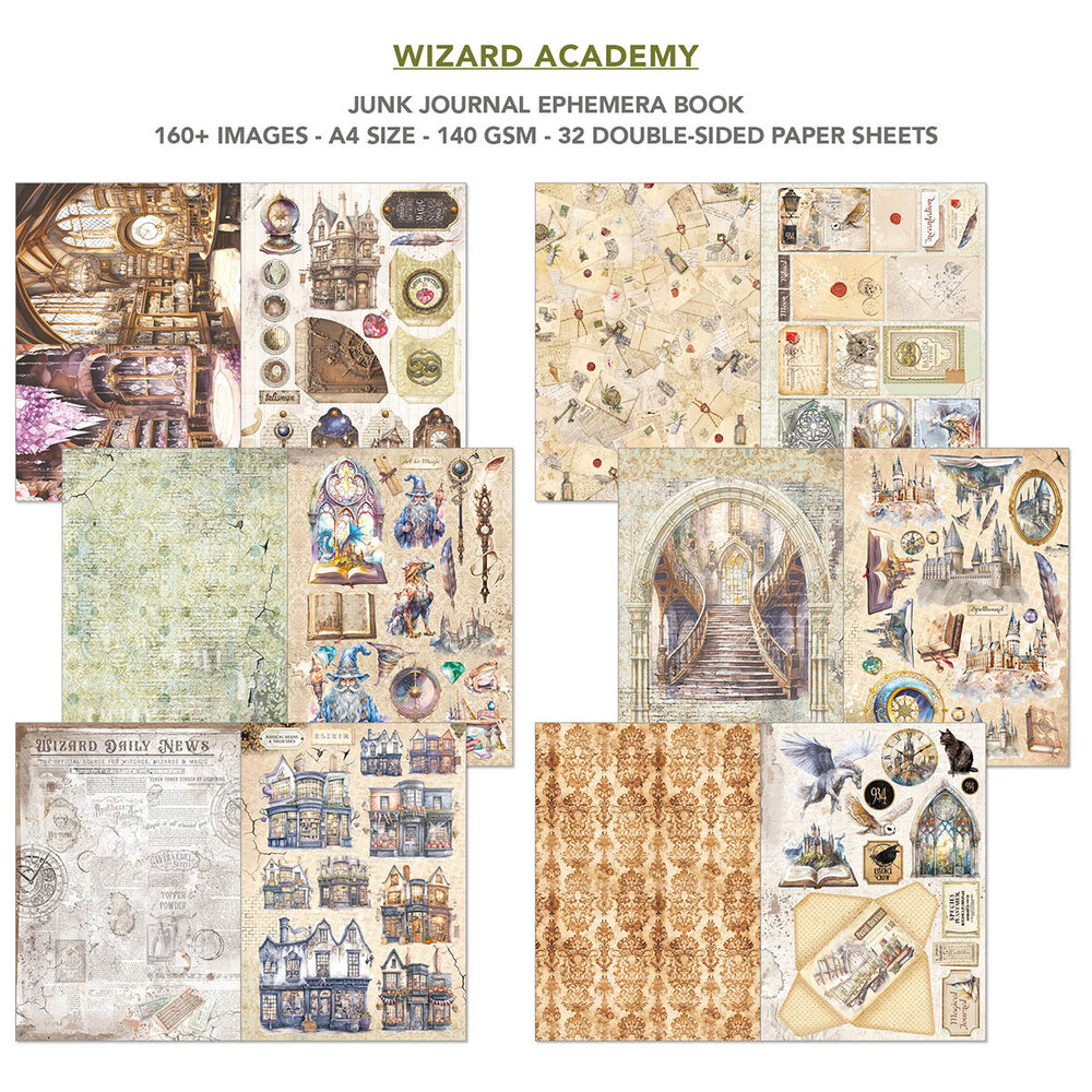 Ciao Bella Wizard Academy A4 Junk Journal Ephemera Book (32pcs) (CBB004) Ciao Bella Wizard Academy A4 Junk Journal Ephemera Book (32pcs) (CBB004)
