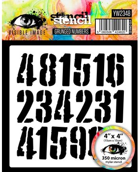 Visible Image Grunged Numbers 4x4 Inch Stencil (VIS-GN4-03)