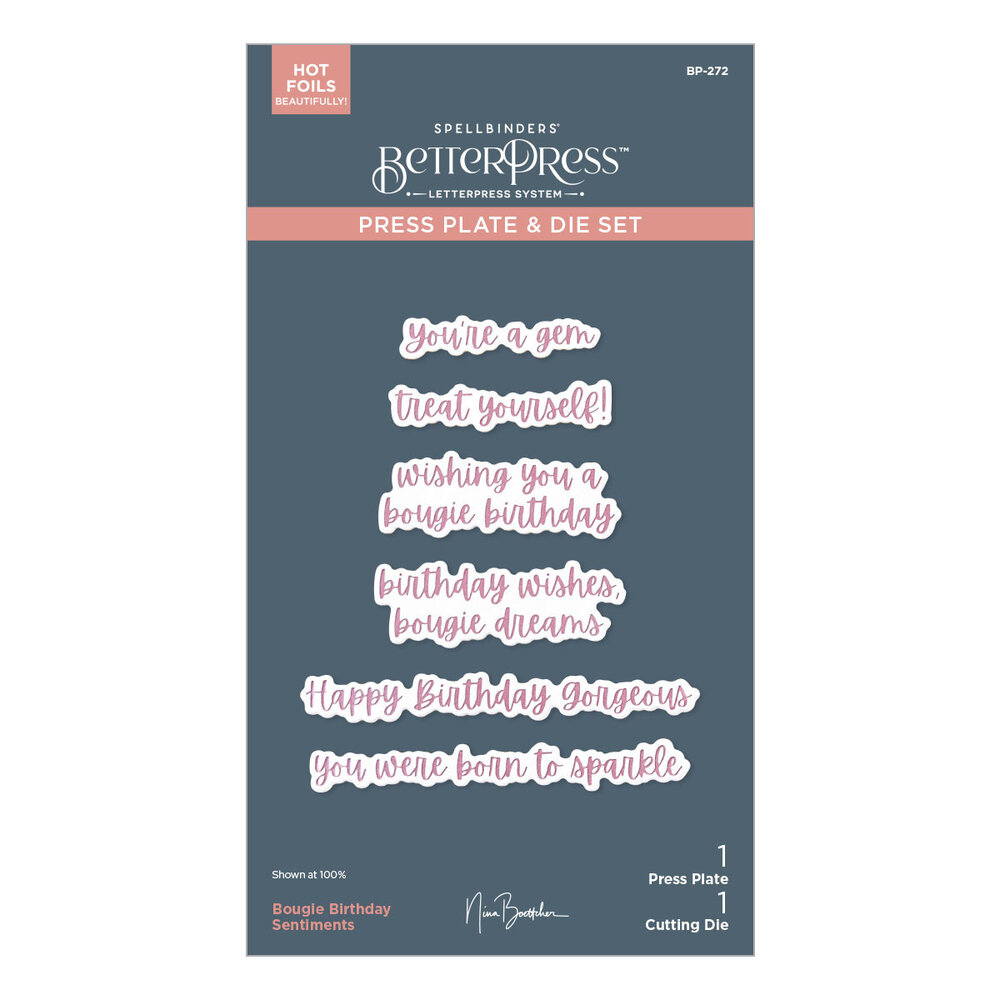 Spellbinders Bougie Birthday Sentiments Press Plate & Die Set (BP-272) Spellbinders Bougie Birthday Sentiments Press Plate & Die Set (BP-272)