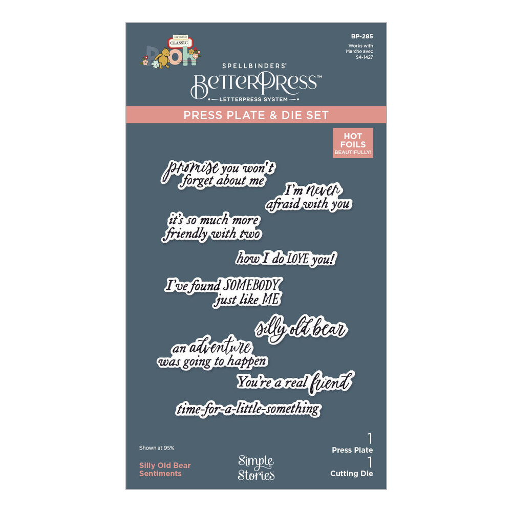Spellbinders Silly Old Bear Sentiments Press Plate & Die Set (BP-285)