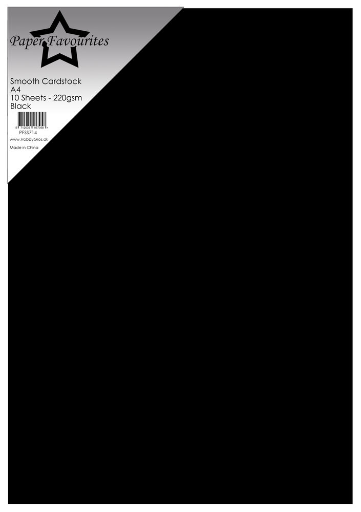 Paper Favourites Smooth Cardstock A4 Black 220gsm (10pcs) (PFSS714)
