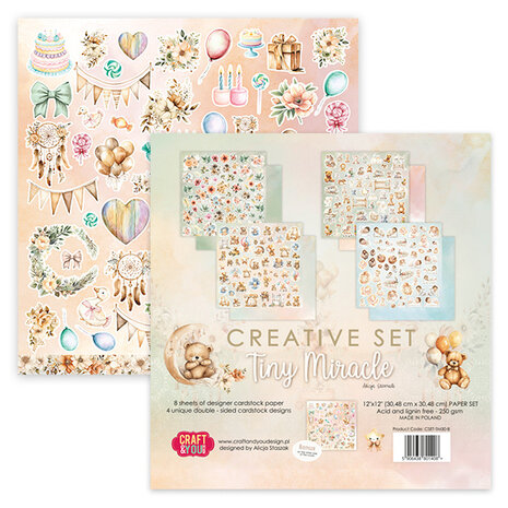 Craft & You Design Tiny Miracles 12x12 Inch Creative Set 250gsm (8sheets) (CSET-TM30-8)