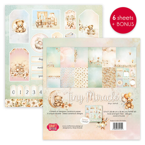 Craft & You Design Tiny Miracles 12x12 Inch Paper Set 250gsm (6sheets) (CPS-TM30-6)