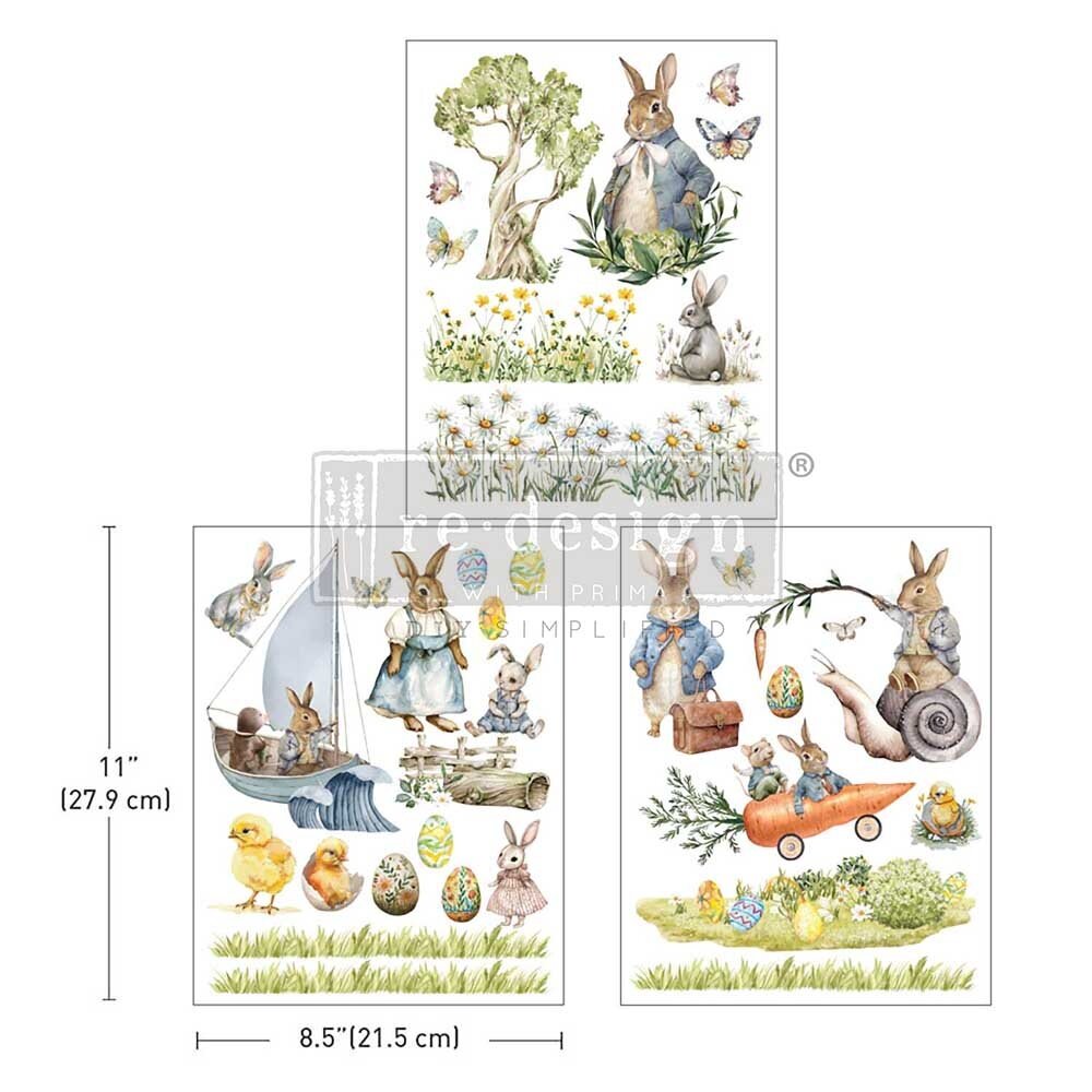 Re-Design with Prima Bunny Trails 8,5x11 Inch Middy Transfers (3pcs) (675936)