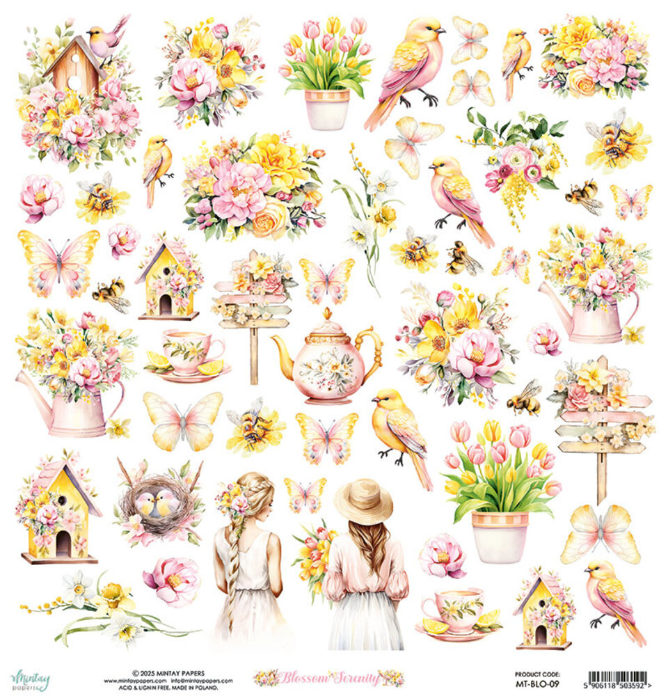 Mintay Blossom Serenity 12x12 Inch Paper Elements (MT-BLO-09)
