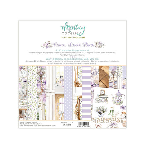 Mintay Home, Sweet Home 8x8 Inch Scrapbooking Paper Pad (MT-HSH-08)