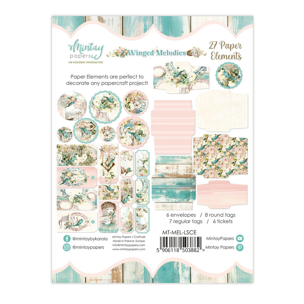 Mintay Winged Melodies 6x8 Inch Paper Elements (27pcs) (MT-MEL-LSCE)