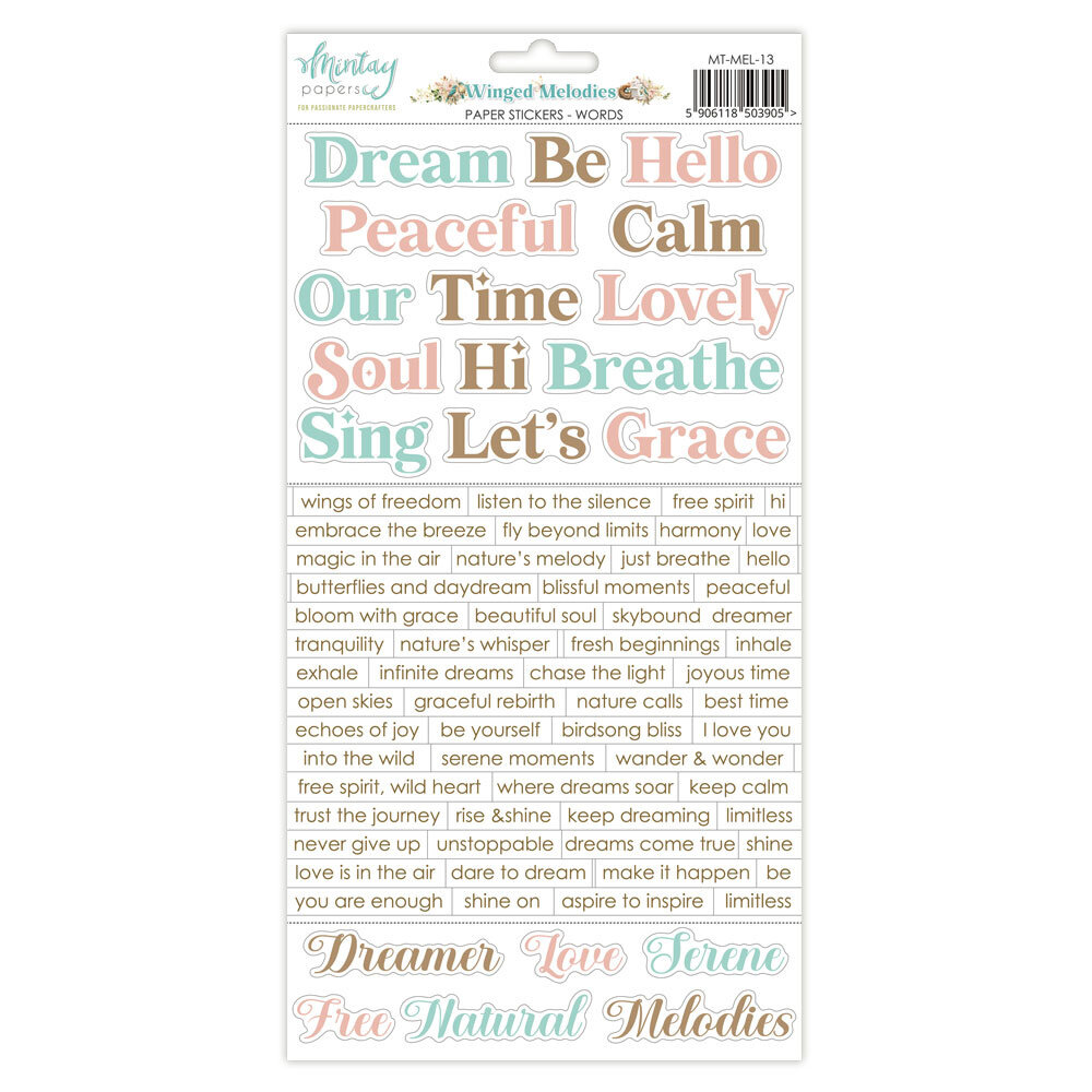 Mintay Winged Melodies 6x12 Inch Paper Stickers Words (MT-MEL-13)