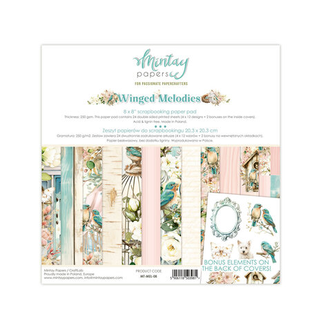 Mintay Winged Melodies 8x8 Inch Scrapbooking Paper Pad (MT-MEL-08) Mintay Winged Melodies 8x8 Inch Scrapbooking Paper Pad (MT-MEL-08)