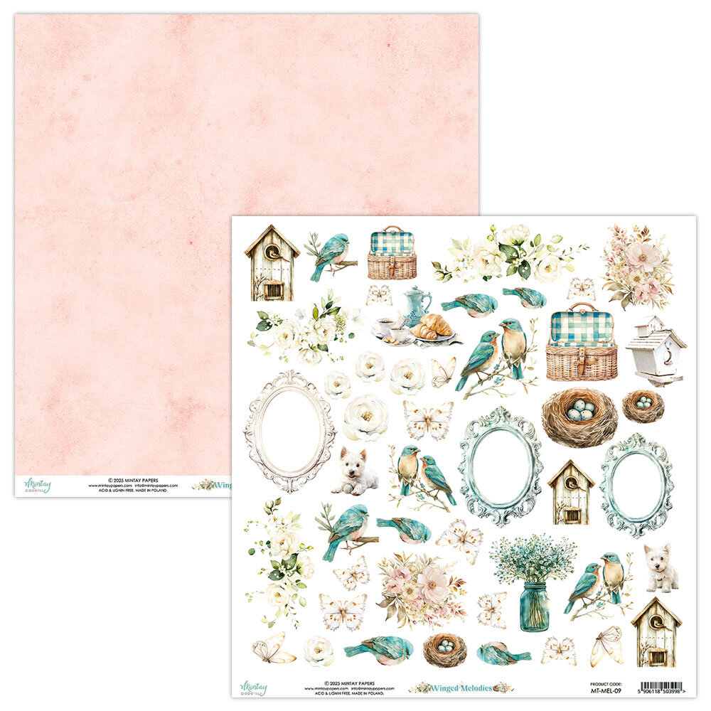 Mintay Winged Melodies 12x12 Inch Scrapbooking Paper Set (MT-MEL-07)