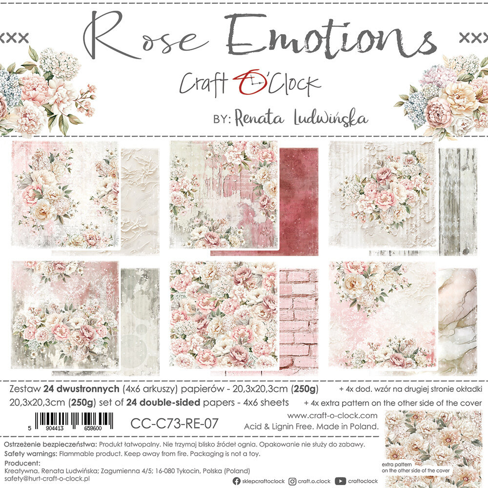 Craft O'Clock Rose Emotions 8x8 Inch Paper Set (CC-C73-RE-07)