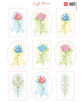 Marianne Design Decoupage Sheet A4 Single Flowers (VK9621) (DISCONTINUED)