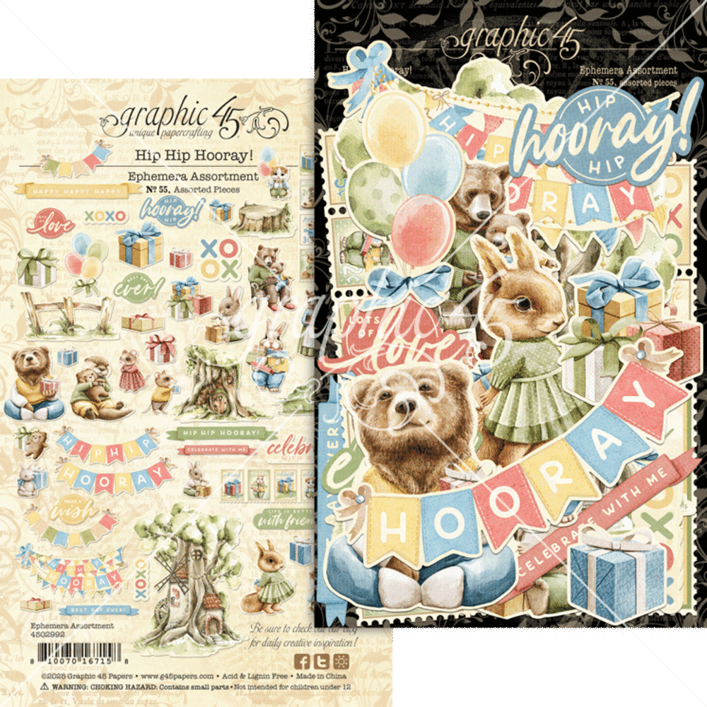 Graphic 45 Hip Hip Hooray Ephemera Set (4502992)