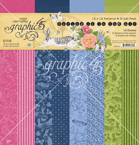 Graphic 45 Spring is in the Air 12x12 Inch Patterns & Solids Pack (4502975) Graphic 45 Spring is in the Air 12x12 Inch Patterns & Solids Pack (4502975)