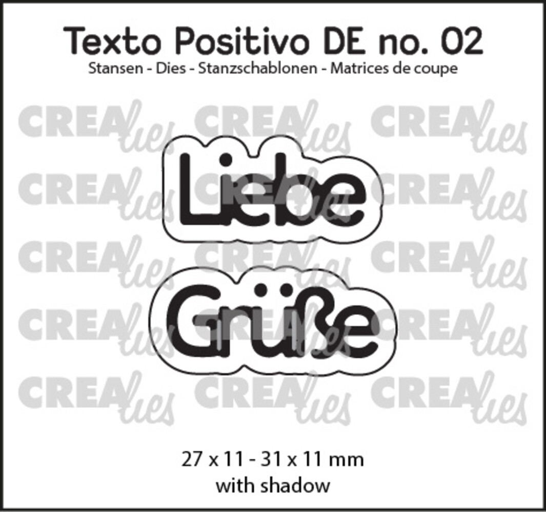 Crealies Texto Positivo Dies Liebe Grüße (POSDE02)